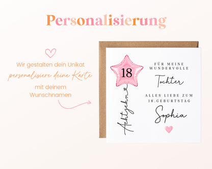 Geburtstagskarte Tochter zum 18. Geburtstag