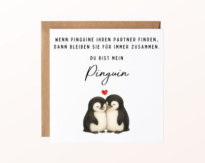 Pinguinkarte – Vorderseite mit Spruch