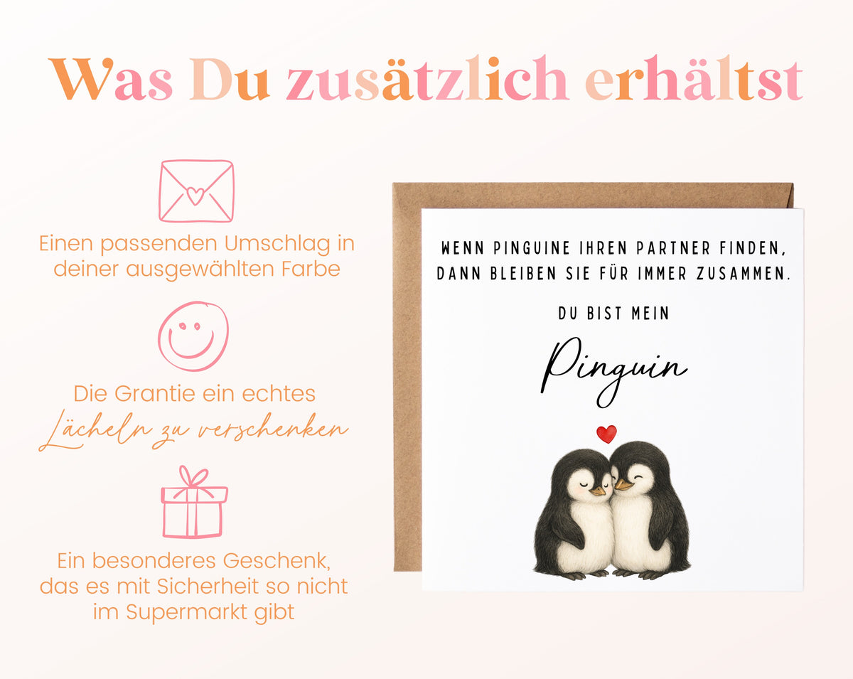 Pinguinkarte mit passendem Umschlag