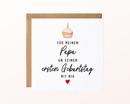 Geburtstagskarte für Papa mit Muffin – Vorderseite mit Spruch