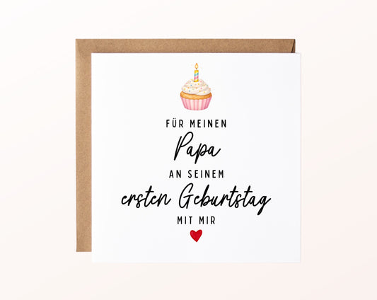 Geburtstagskarte für Papa mit Muffin – Vorderseite mit Spruch