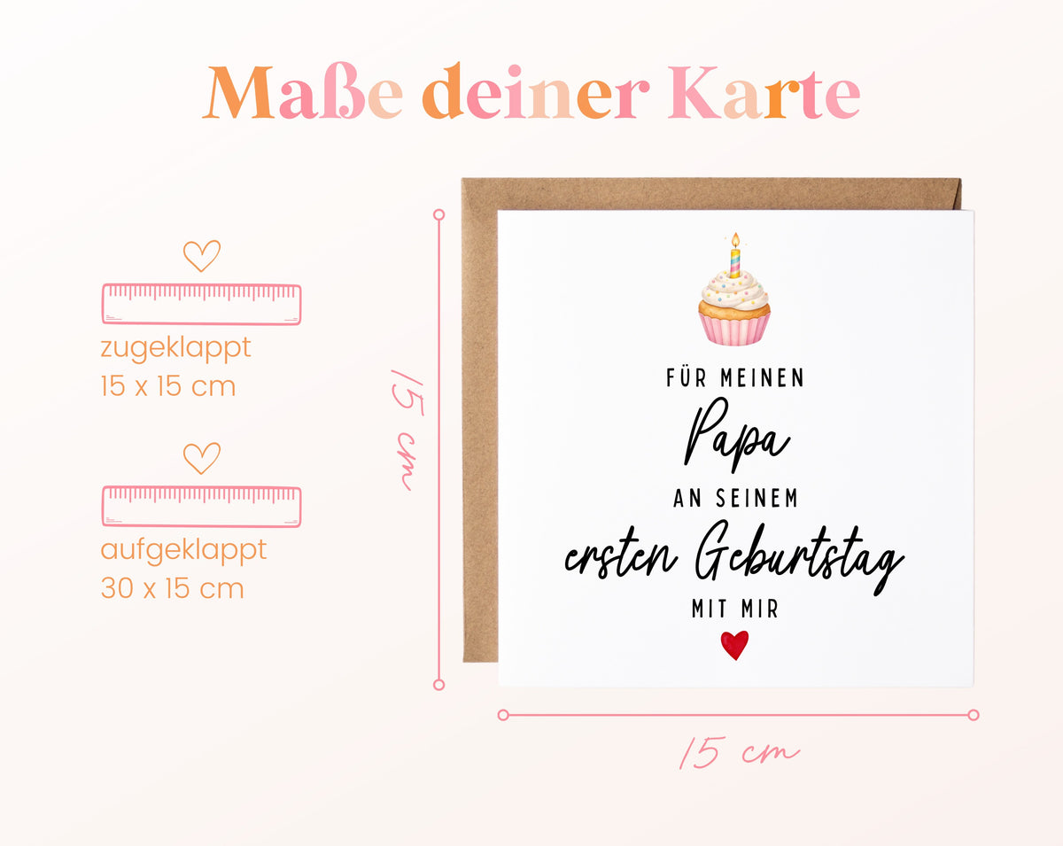 Maße: 15 × 15 cm geschlossen und 30 × 15 cm geöffnet