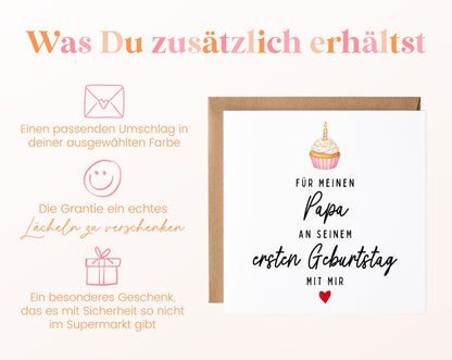Geburtstagskarte für Papa mit Muffin mit passendem Umschlag