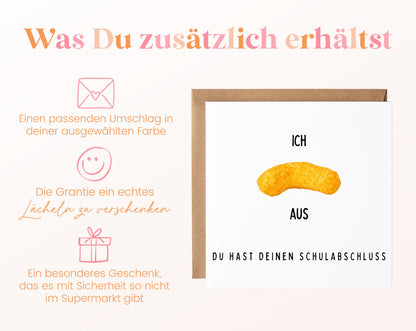 Schulabschlusskarte – Ich flippe aus, du hast deinen Schulabschluss – Karte mit Umschlag