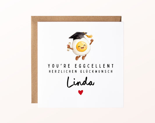 Personalisierte Abschlusskarte You're eggcellent – Kartenmotiv