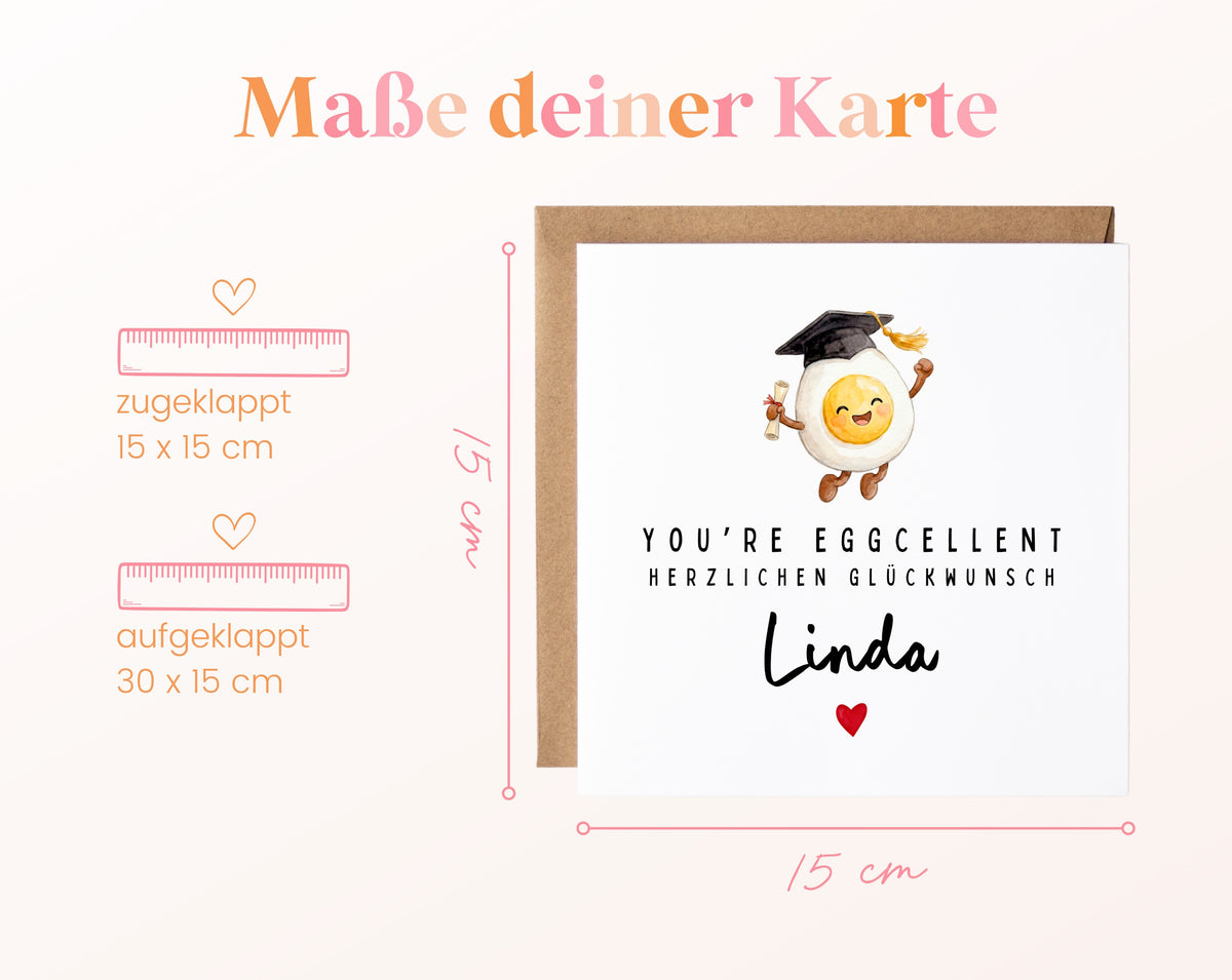 Personalisierte Abschlusskarte You're eggcellent – Maße