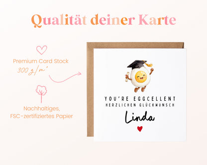 Personalisierte Abschlusskarte You're eggcellent – Papierqualität