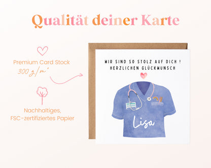 Personalisierte Abschlusskarte Medizin und Pflege – Papierqualität