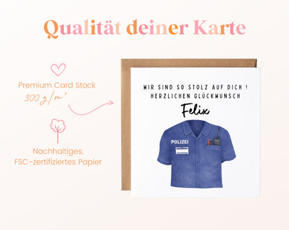 Personalisierte Abschlusskarte Polizei – Papierqualität