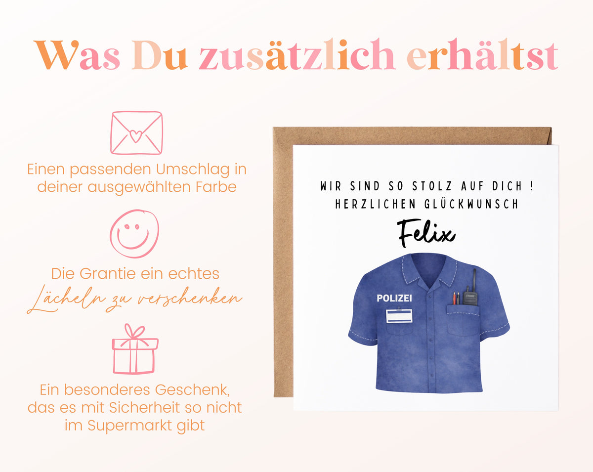 Personalisierte Abschlusskarte Polizei – Zusätzliche Informationen