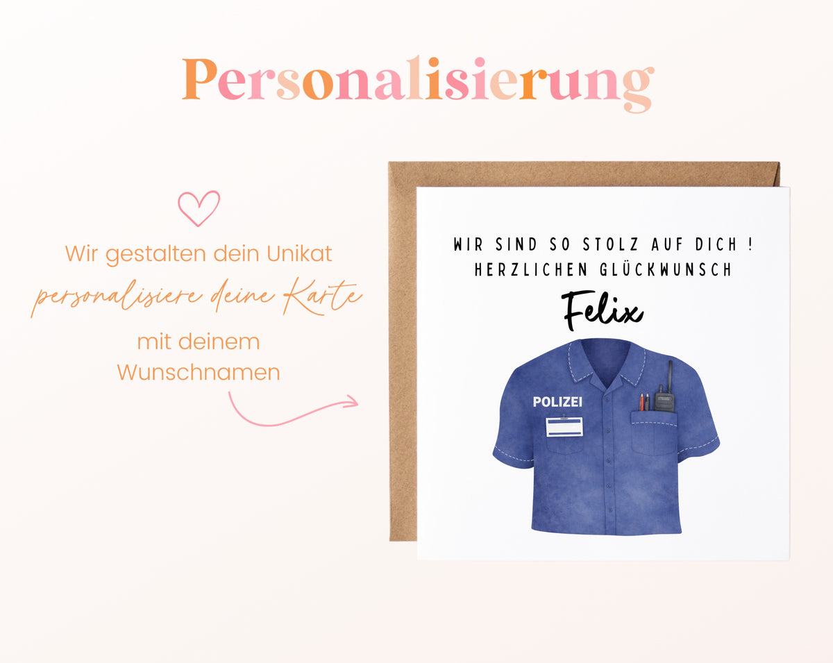 Personalisierte Abschlusskarte Polizei – Wunschname personalisieren
