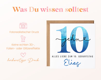 10. Geburtstag – Hinweise zur gedruckten Karte