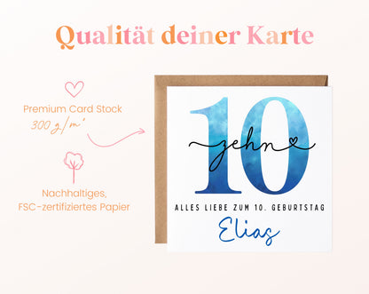 10. Geburtstag – Kartenpapier mit 300 g/m²