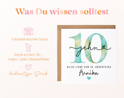 10. Geburtstag – Hinweise zur gedruckten Karte