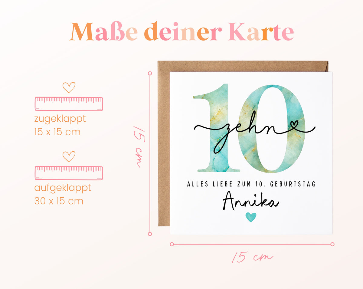 10. Geburtstag – Kartenformat und Maße