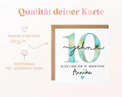 10. Geburtstag – Kartenpapier mit 300 g/m²