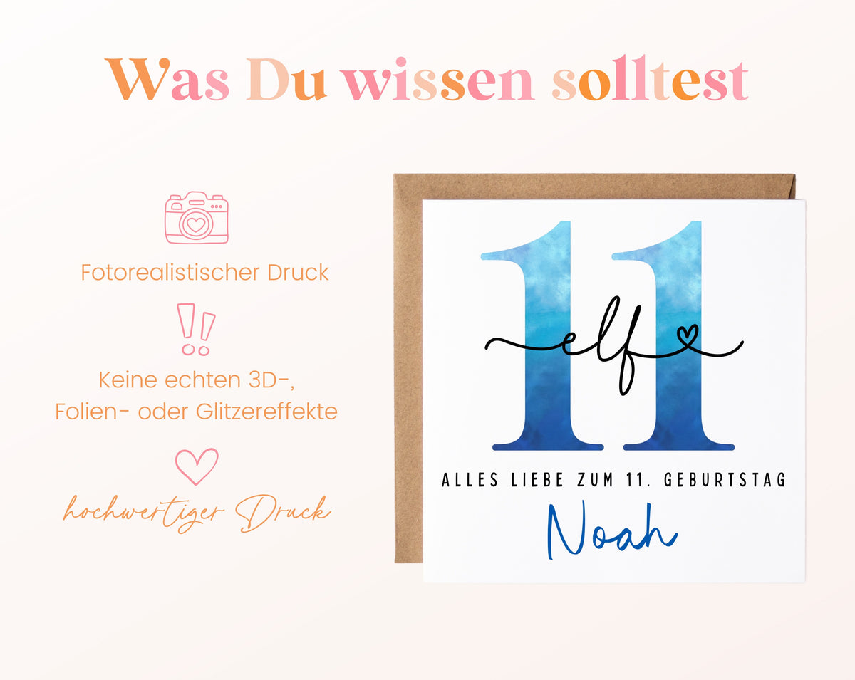 11. Geburtstag – Hinweise zur gedruckten Karte