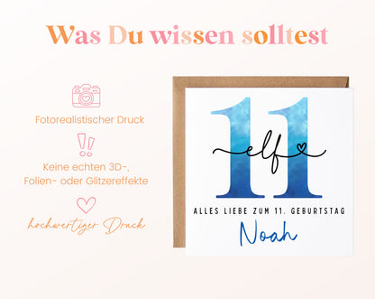 11. Geburtstag – Hinweise zur gedruckten Karte