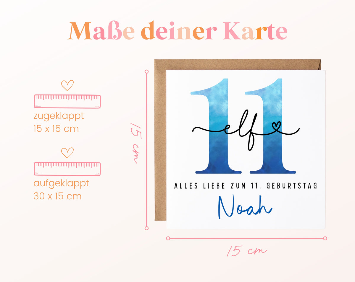 11. Geburtstag – Kartenformat und Maße