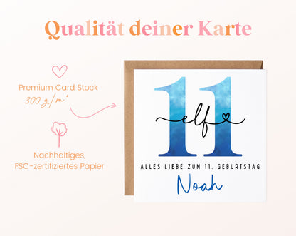 11. Geburtstag – Kartenpapier mit 300 g/m²