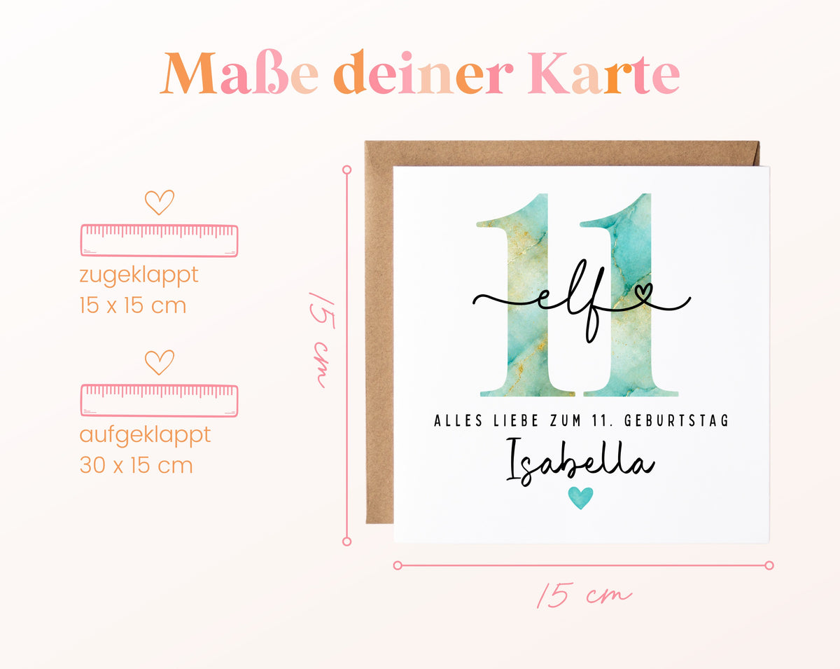 11. Geburtstag – Kartenformat und Maße