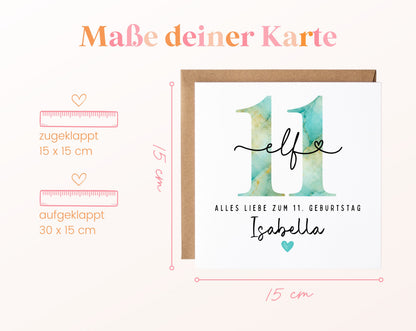 11. Geburtstag – Kartenformat und Maße