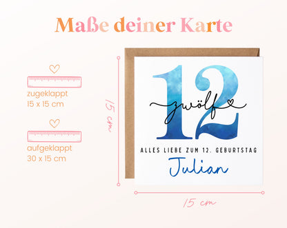12. Geburtstag – Kartenformat und Maße