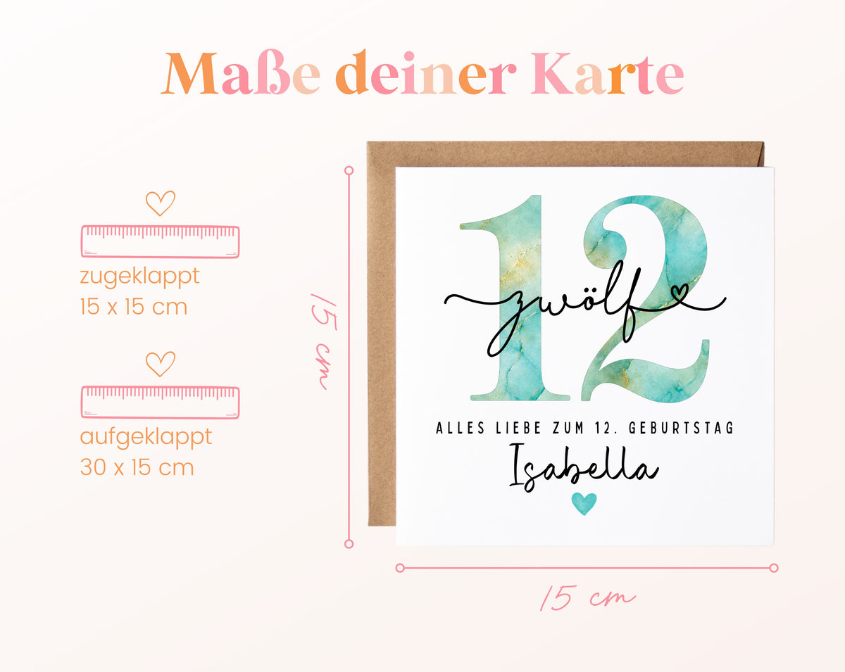 12. Geburtstag – Kartenformat und Maße