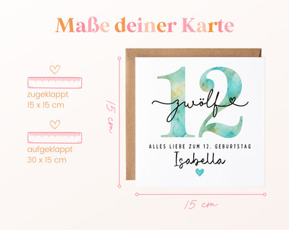 12. Geburtstag – Kartenformat und Maße