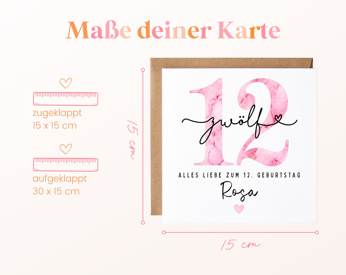 12. Geburtstag – Kartenformat und Maße
