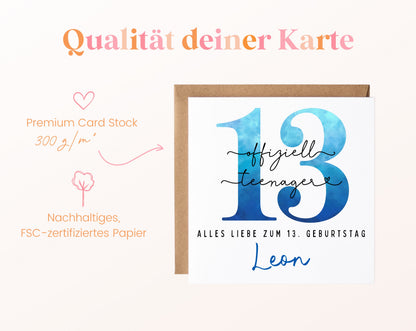 13. Geburtstag – Kartenpapier mit 300 g/m²