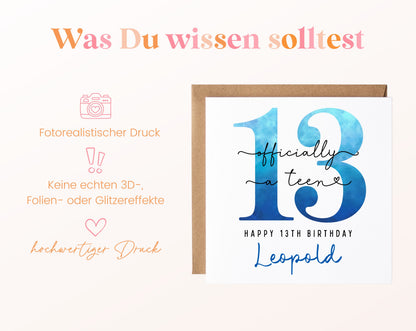 13. Geburtstag – Hinweise zur gedruckten Karte