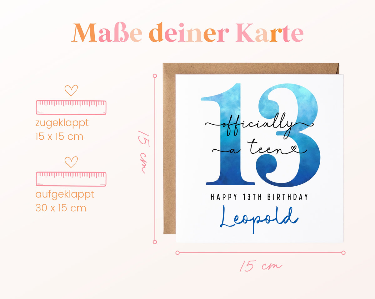 13. Geburtstag – Kartenformat und Maße