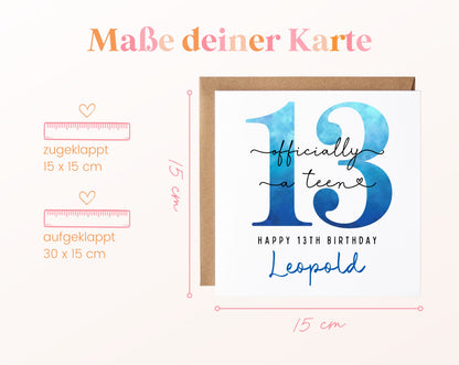 13. Geburtstag – Kartenformat und Maße