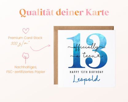 13. Geburtstag – Kartenpapier mit 300 g/m²