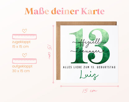 13. Geburtstag – Kartenformat und Maße