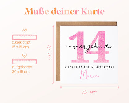 14. Geburtstag – Kartenformat und Maße