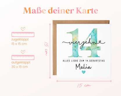 14. Geburtstag – Kartenformat und Maße