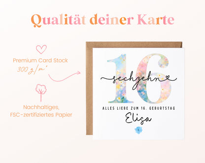 16. Geburtstag – Kartenpapier mit 300 g/m²