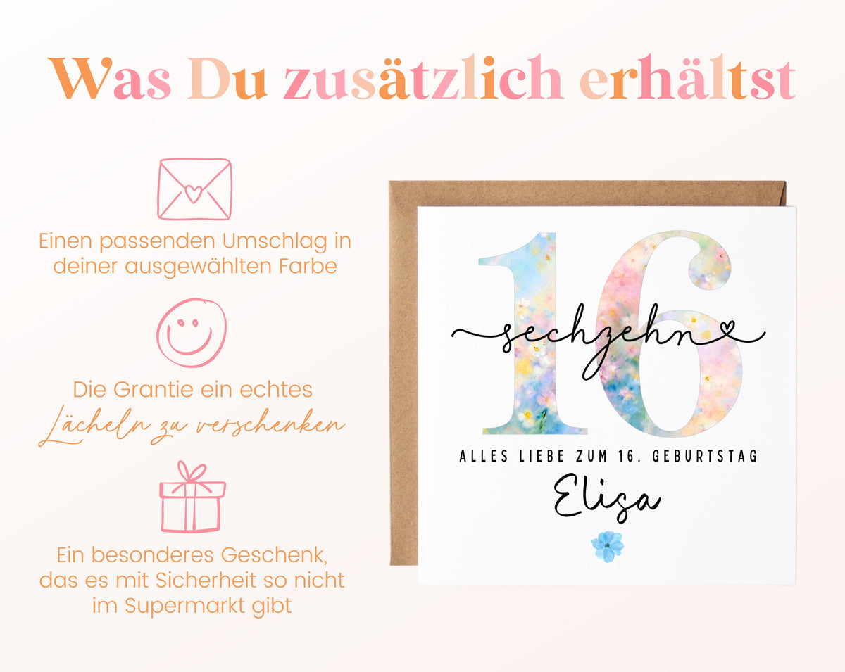 16. Geburtstag – Weitere Ansicht der Karte