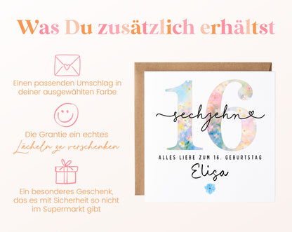 16. Geburtstag – Weitere Ansicht der Karte
