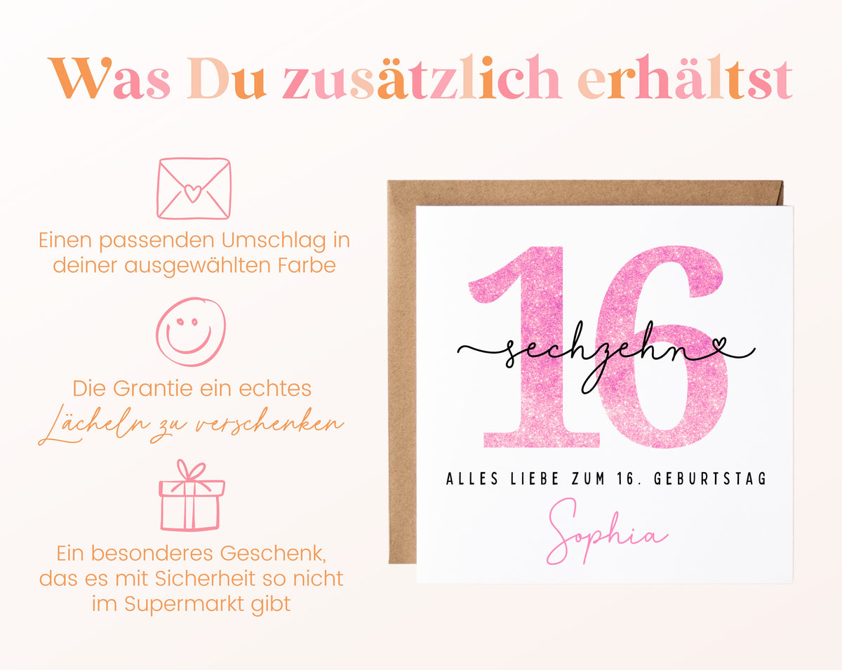 16. Geburtstag – Weitere Ansicht der Karte