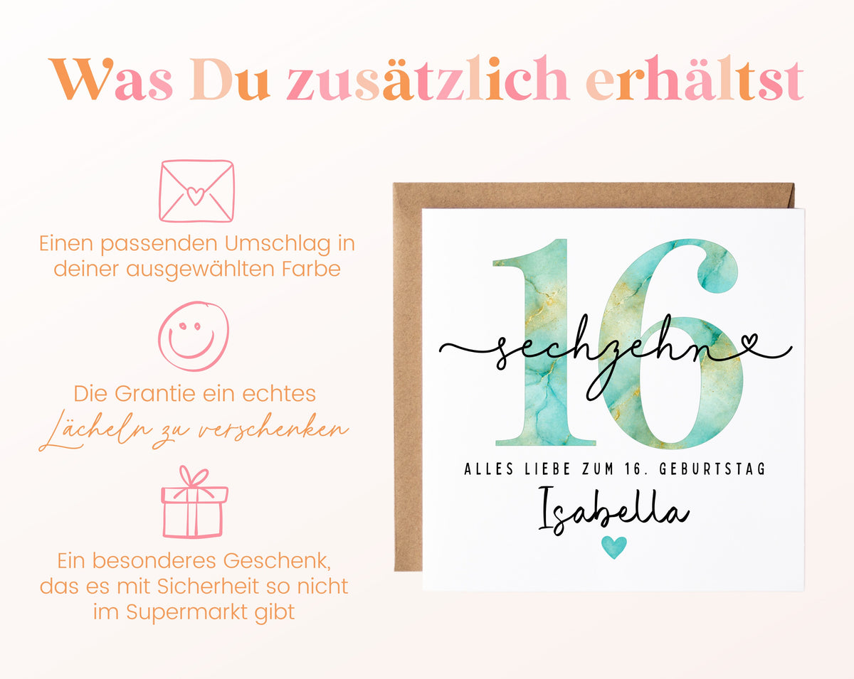 16. Geburtstag – Weitere Ansicht der Karte