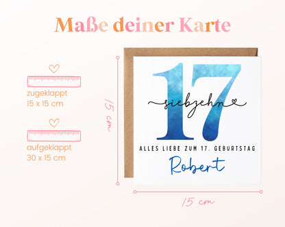 17. Geburtstag – Kartenformat und Maße