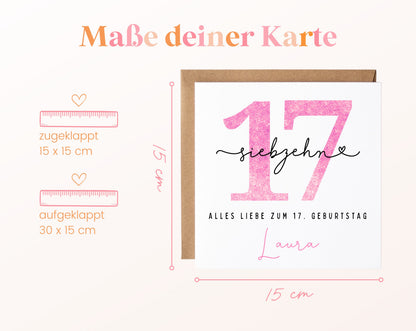 17. Geburtstag – Kartenformat und Maße