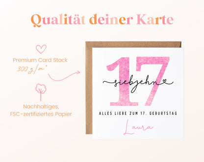 17. Geburtstag – Kartenpapier mit 300 g/m²