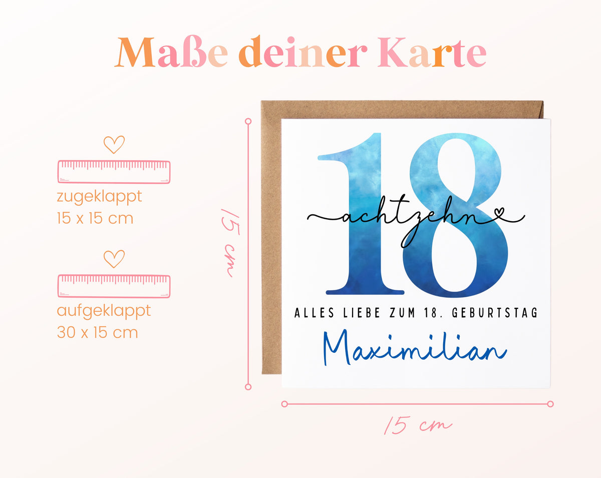18. Geburtstag – Kartenformat und Maße