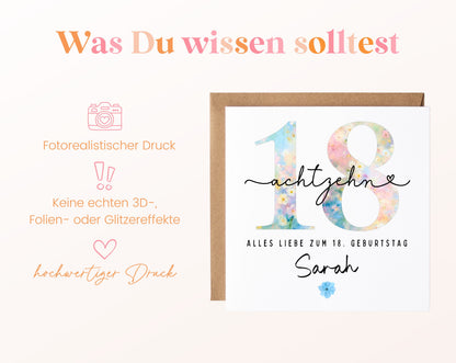 18. Geburtstag – Hinweise zur gedruckten Karte