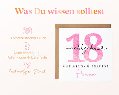 18. Geburtstag – Hinweise zur gedruckten Karte