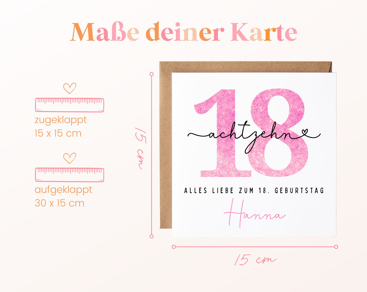 18. Geburtstag – Kartenformat und Maße